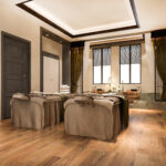 3d rendering spa and massage wellness in hotel suite with bathtub