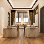 3d rendering spa and massage wellness in hotel suite with bathtub